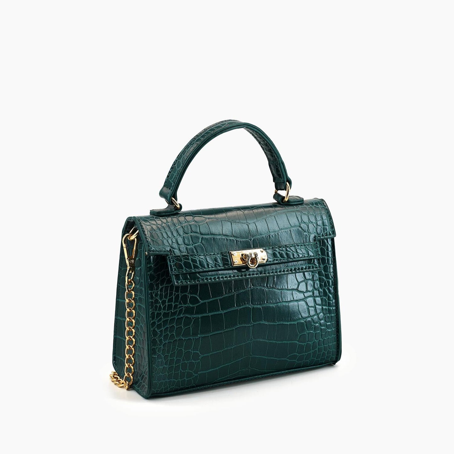 Like Dreams - Women's Lantern Faux Croc Crossbody Bag