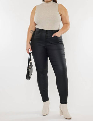 Kancan - High Rise Coated Ankle Skinny Jeans - Plus
