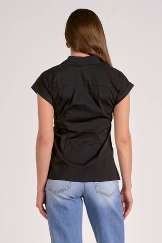 Elan - Button Down Tie Waist Shirt