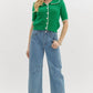 Entro - Solid Pointelle Sweater Knit Top