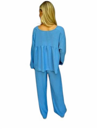 Carole'S Collections - Twill Pant Set Tie Front