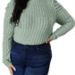 Basic Bae - Ribbed Mock Neck Top With Puff Sleeves