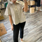 &Merci - Striped Bubble Sleeve Button Down Shirt