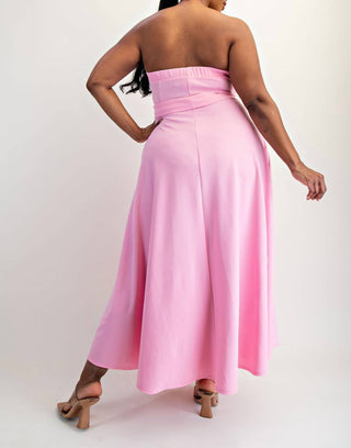The Curve La - Plus Size Knit Tube Maxi Dress With Self Belt