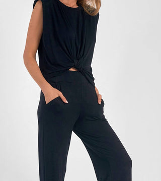 Elan - CREWNECK CAP SLEEVE TWIST TOP