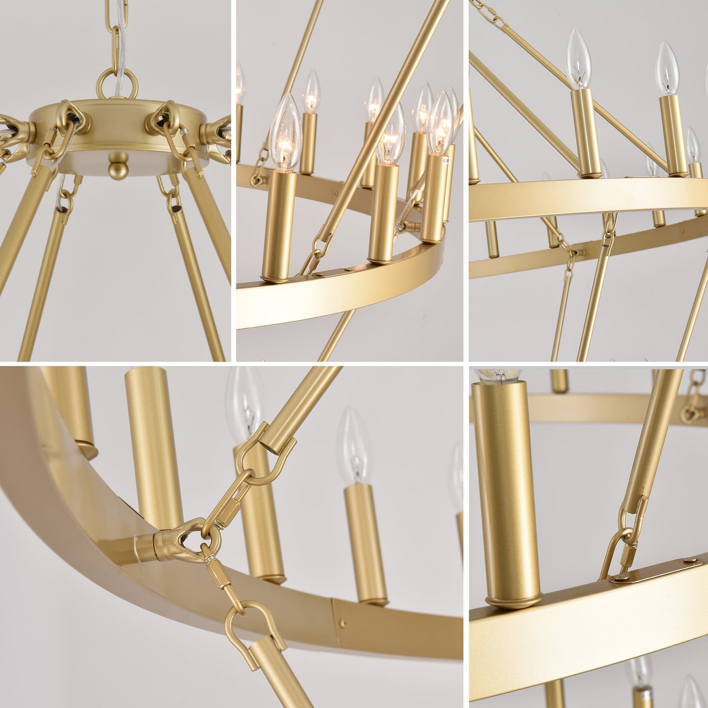 70.87 Inch 3-Tier Wagon Wheel Chandelier