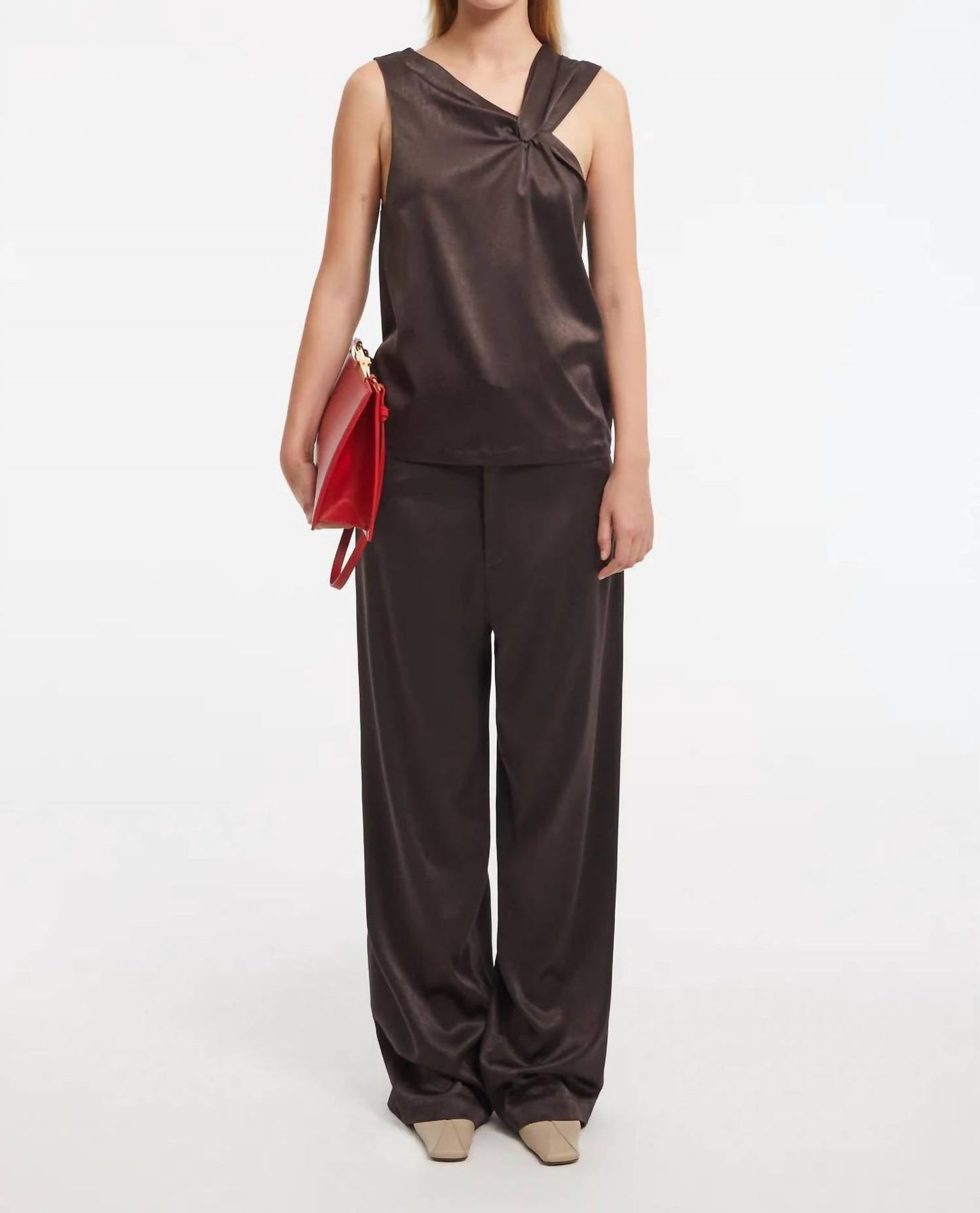 Aeron - Astrid Satin Draped Sleeveles Top