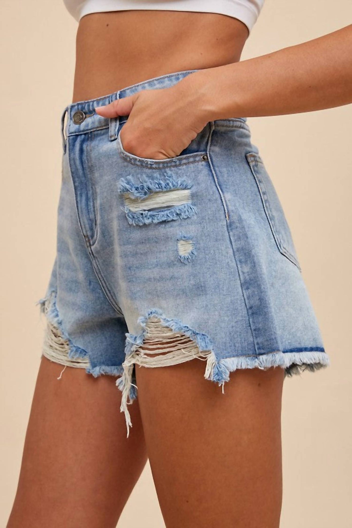 Anniewear - Caleb Cut Off Denim Shorts
