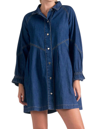 Elan - Button Down Denim Long Sleeve Dress