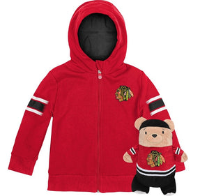 Cubcoats Transforming 2-in-1 Toddler Unisex Preschool Red Chicago Blackhawks Full-Zip Hoodie & Soft Plushie Red