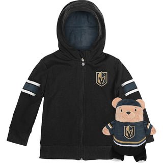 Cubcoats Transforming 2-in-1 Unisex Toddler Preschool Black Vegas Golden Knights Full-Zip Hoodie & Soft Plushie Black