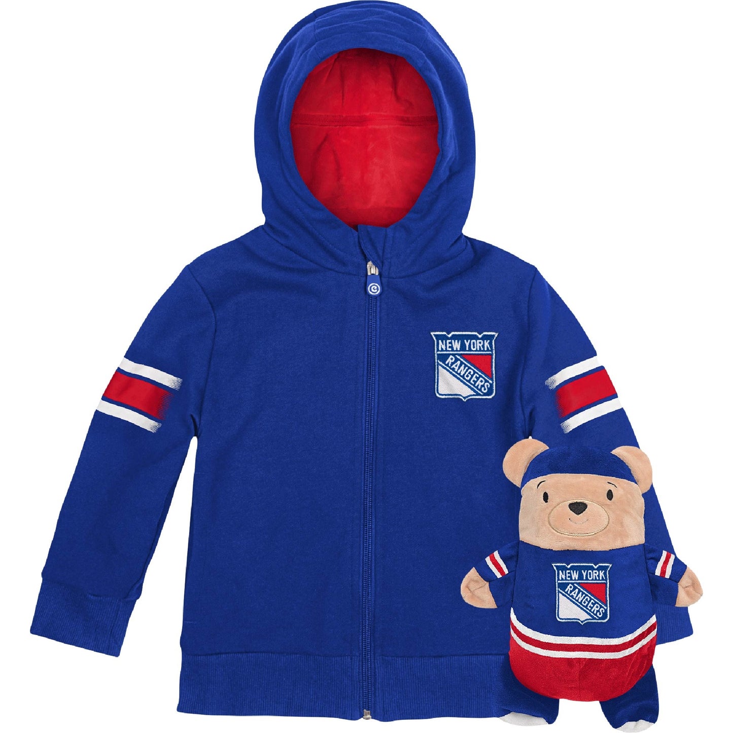 Cubcoats Boy's Toddler  New York Rangers 2-in-1 Transforming Full-Zip Hoodie & Soft Plushie Blue