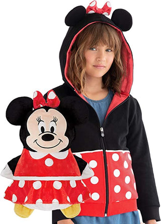 Cubcoats Transforming 2 in 1 Toddler Unisex Disney Minnie Mouse 2-in-1 Stuffed Animal Hoodie Red
