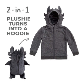 Cubcoats Kids Transforming 2 in 1  Unisex Toddler X Dreamworks How to Train Your Dragon(TM) Toothless 2-in-1 Stuffed Animal Hoodie Gray