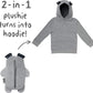 Cubcoats Kids Toddler and Big Pimm the Puppy 2-in-1 Stuffed Animal Hoodie Grey Size 8