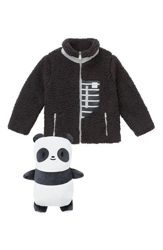Cubcoats Transforming 2 in 1 Unisex Papo the Panda 2-in-1 Stuffed Animal Fleece Jacket Gray