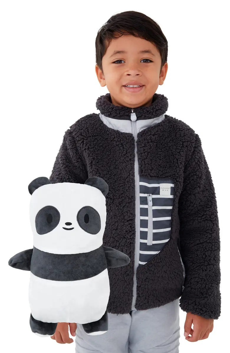 Cubcoats Transforming 2 in 1 Unisex Papo the Panda 2-in-1 Stuffed Animal Fleece Jacket Gray
