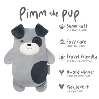 Cubcoats Transforming 2 in 1 Toddler Unisex Pimm the Puppy 2-in-1 Stuffed Animal T-Shirt Gray