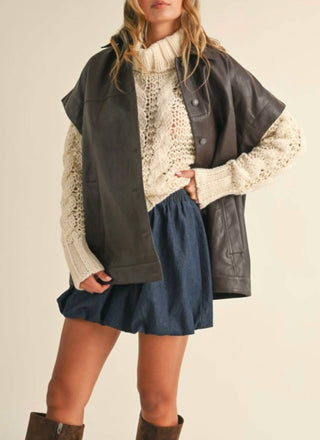 Klesis - Faux Leather Oversized Jacket