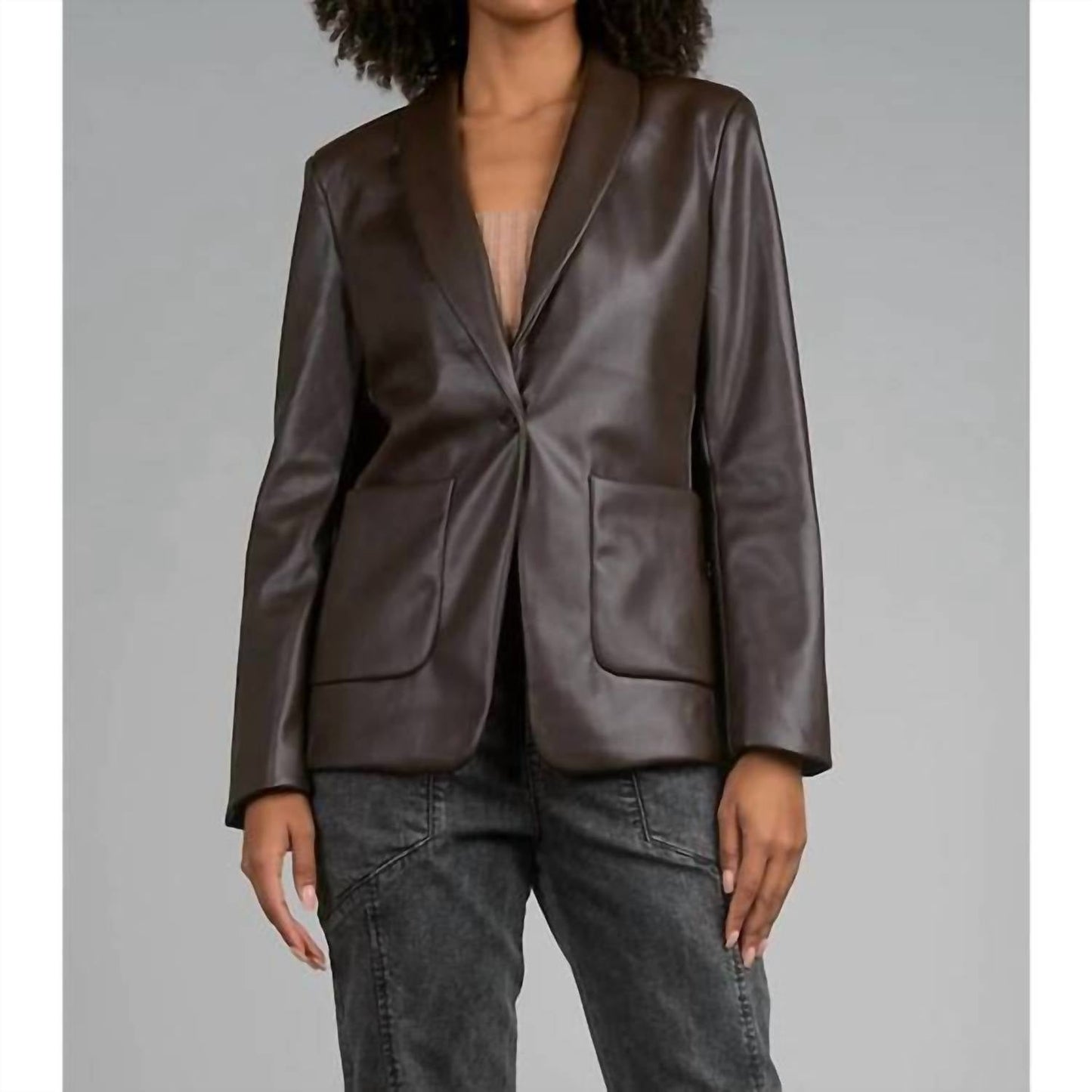 Elan - Faux Leather Blazer