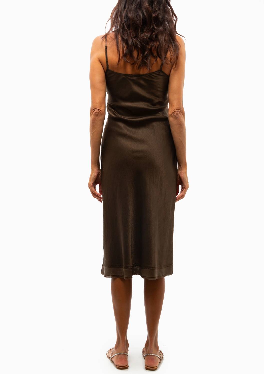 Brazeau Tricot - Porcini Classic Petal Slip Dress With Chiffon