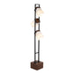Bento 67.5' Contemporary Metal Floor Lamp in Black Metal and Walnut Wood with White Shade