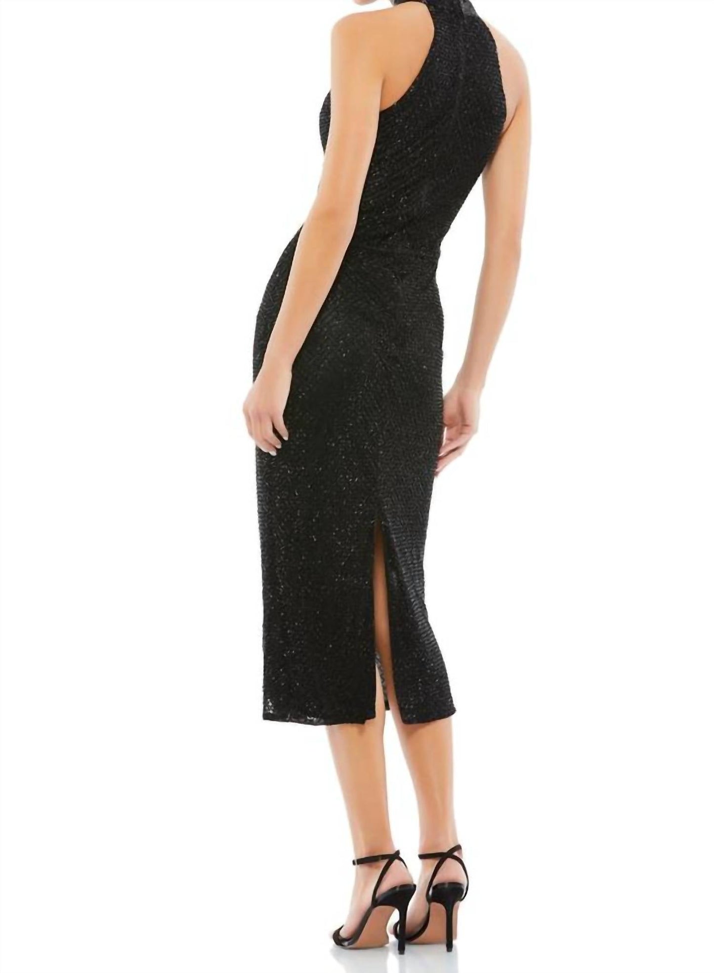 Mac Duggal - High Neck Halter Sleeveless Midi Dress