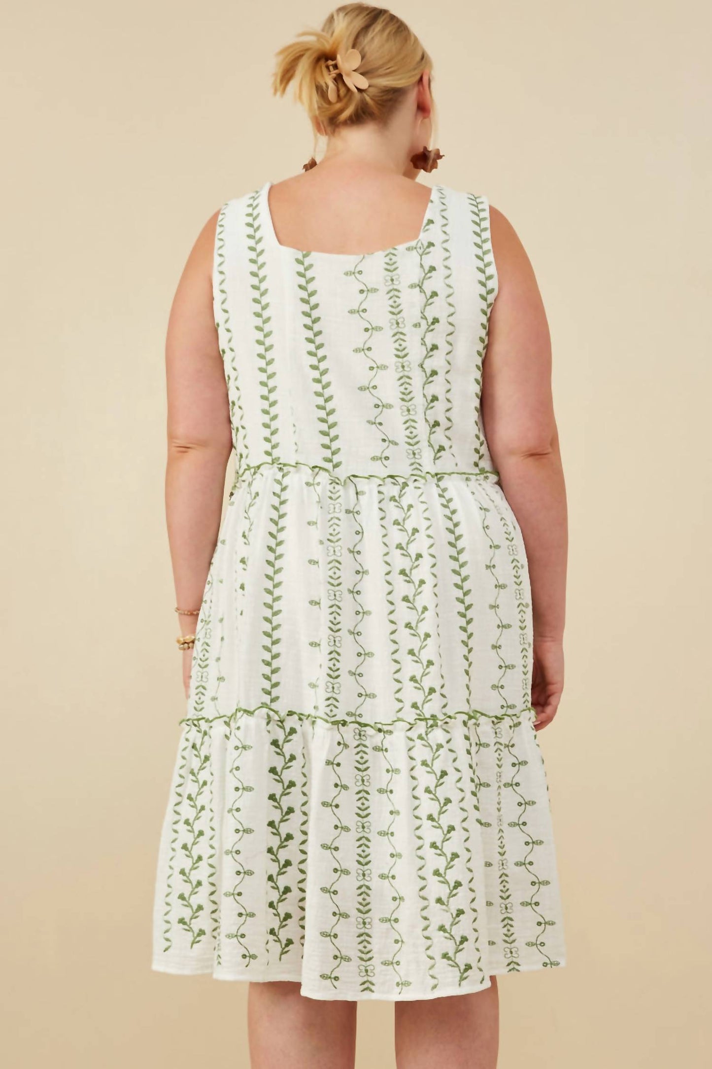 Hayden La - Botanical Embroidered Ruffle Tiered Tank Dress - Plus