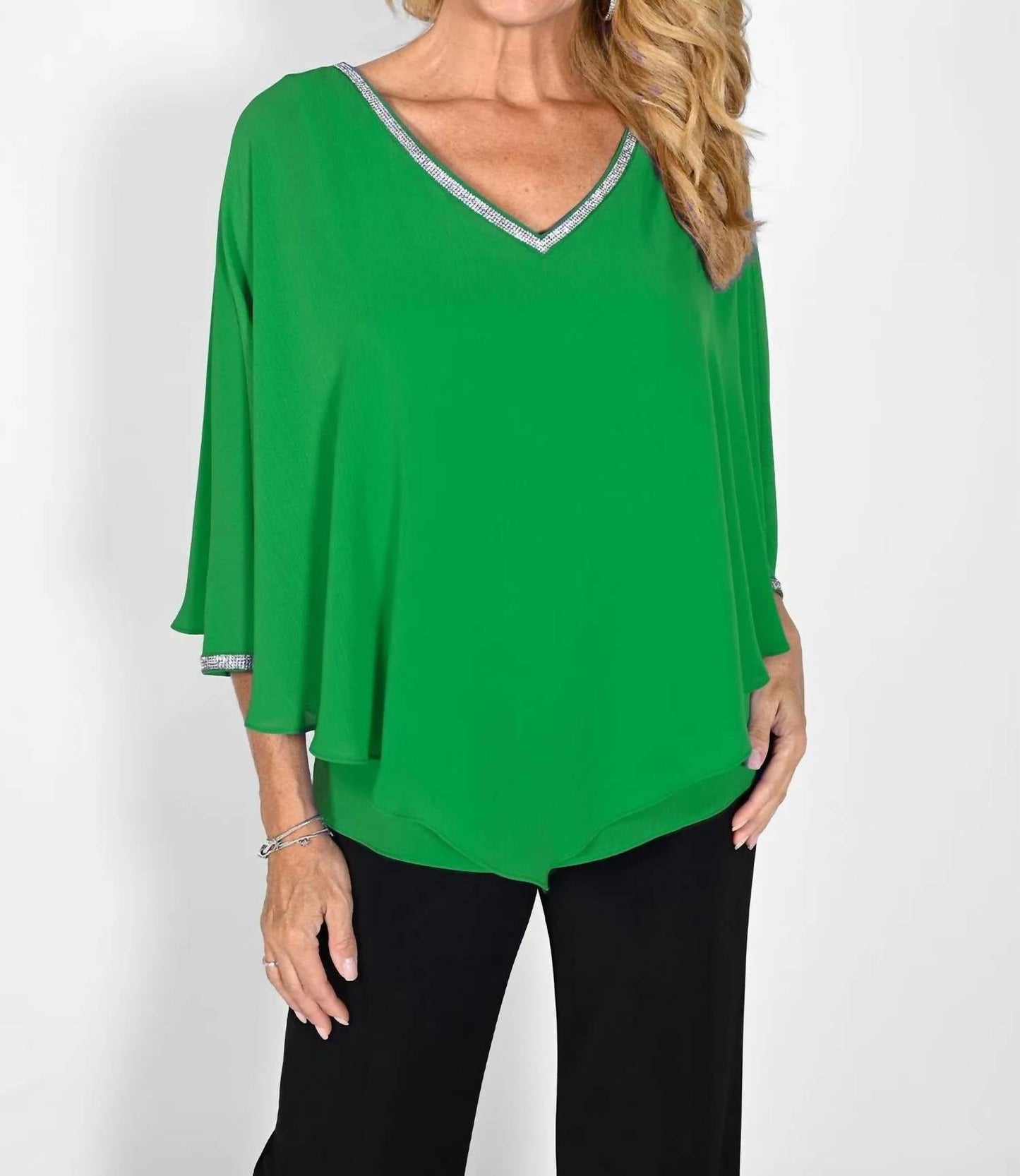 Frank Lyman - V Neck Overlay Top