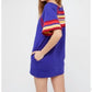 Free People - Blue Knit Minidress Short Sleeve Striped