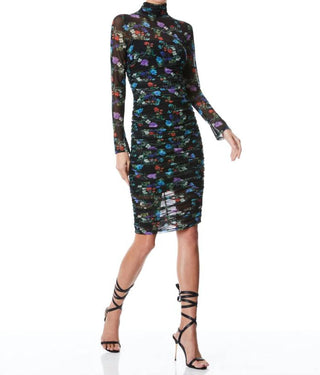 Alice + Olivia - Delora Turtleneck Long Sleeve Midi Dress