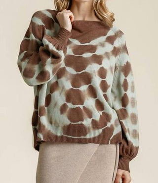 Trendsi - Umgee Full Size Ribbed Hem Tie Dye Round Neck Sweater Plus Size