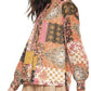 Entro - Daphne Patchwork Print Chiffon Long-sleeve Top