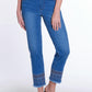 Slimsation By Multiples - Pull-on Solid Denim Ankle Jean With Embroidered Hem