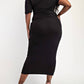 The Curve La - Plus Size Ribbed Knit Off Shoulder Knit Midi Dress