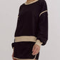 Entro - Solid Contrast Trim Long Sleeve Top