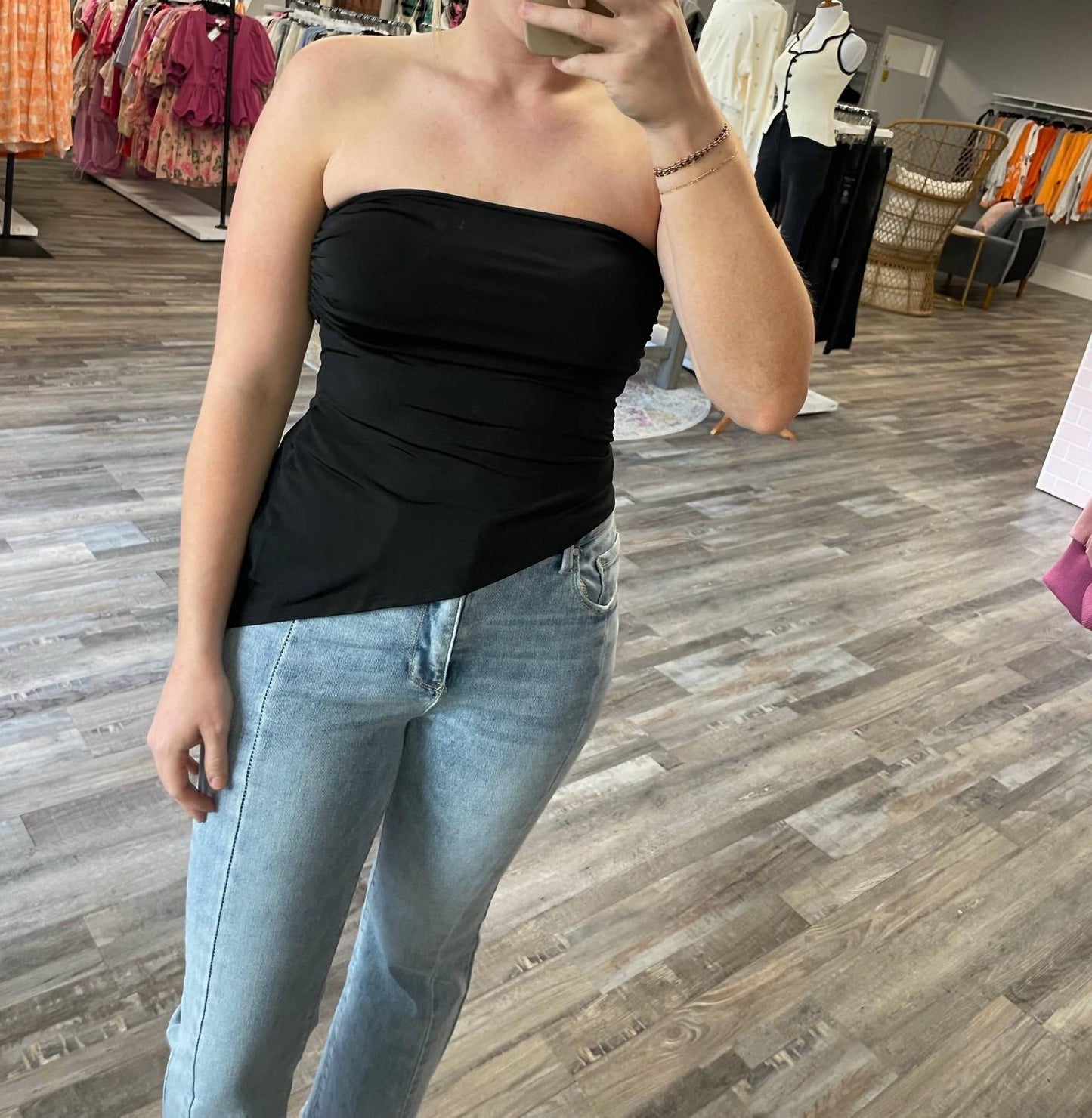 Blue Blush - Asymmetrical Tube Top