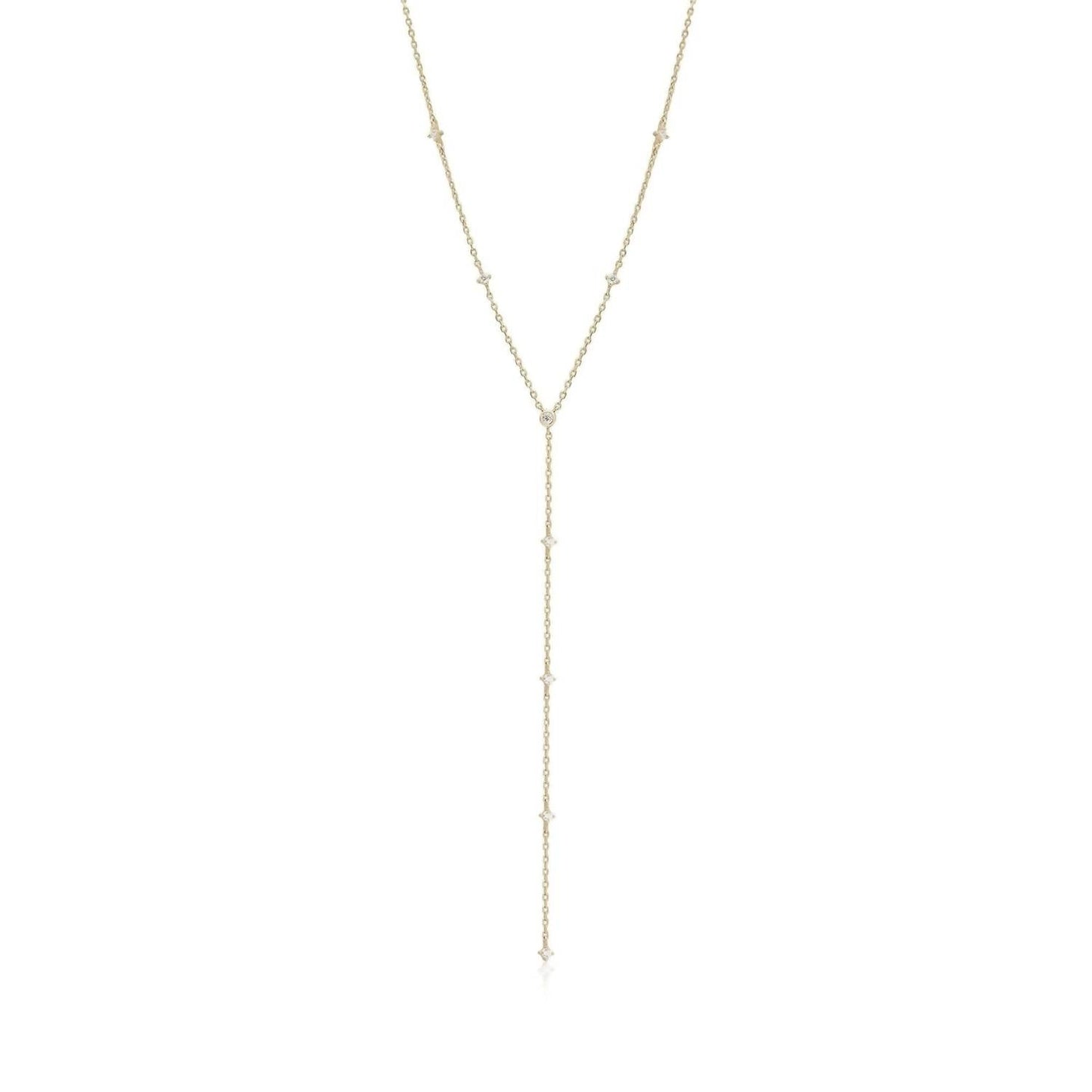 Eklexic - Women's Cz Studded Lariat Necklace