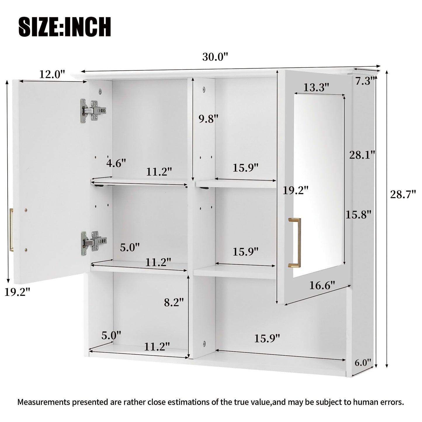 2 In 1 Wall-Mounted Mirror Cabinet With Adjustable Shelves, Soft-Close Doors, High-Definition Mirror & Storage
