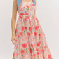 Entro - Floral Print Tie Shoulder Midi Dress