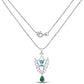 9.23 Carat Genuine Emerald and Swiss Blue Topaz .925 Sterling Silver Pendant