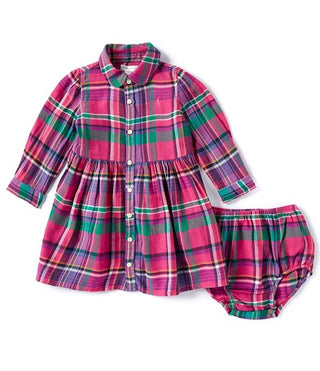 Ralph Lauren - Girl's Long Sleeve Plaid Fit & Flare Dress