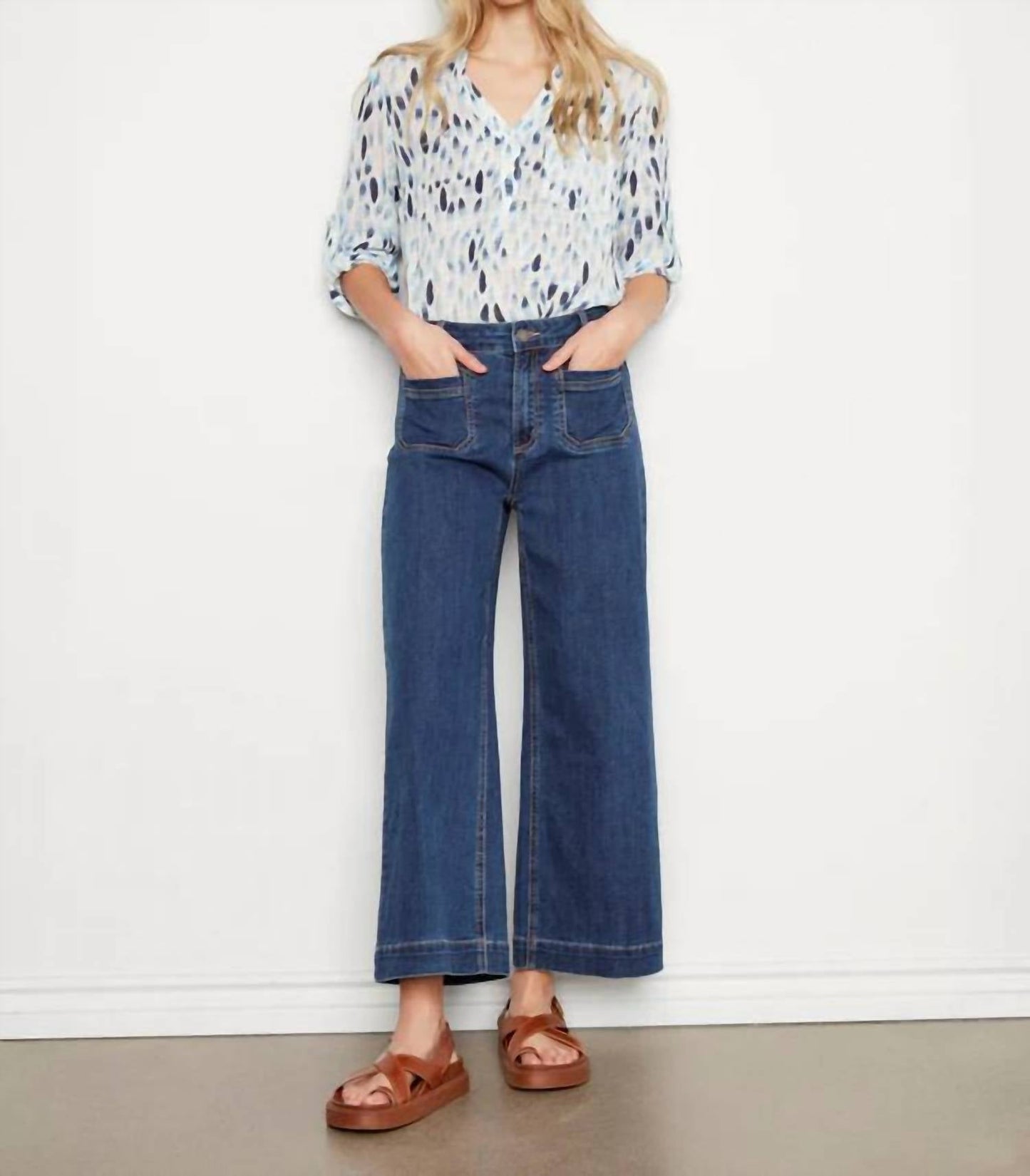 Charlie B - Printed Cotton Gauze Half-button Blouse