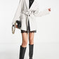 ASOS DESIGN Faux Leather Blazer in Beige, Size 6 Us
