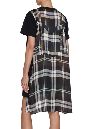Sacai - Plaid Print Cotton Jersey Dress