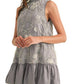 &Merci - Embellished Mixed Media Bubble Hem Mini Dress