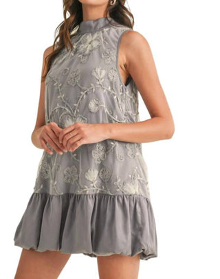 &Merci - Embellished Mixed Media Bubble Hem Mini Dress