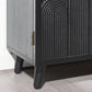 Modern Black Wood Storage Cabinet with Embossed Door