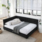 Mid-Century Storage Upholstered Tufted Bed Frame with Backrest and Armrests