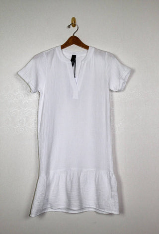 Bobi - Split Neck Ruffle Hem Dress